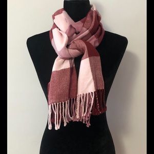 Pink & Burgundy Cashmere Feel Scarf